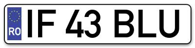 Placuta inmatriculare numar auto  IF-43-BLU, IF 43 BLU, IF43BLU