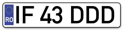 Placuta inmatriculare numar auto  IF-43-DDD, IF 43 DDD, IF43DDD
