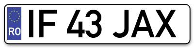Placuta inmatriculare numar auto  IF-43-JAX, IF 43 JAX, IF43JAX