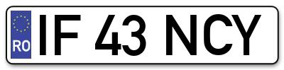 Placuta inmatriculare numar auto  IF-43-NCY, IF 43 NCY, IF43NCY