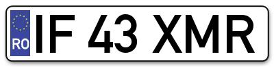 Placuta inmatriculare numar auto  IF-43-XMR, IF 43 XMR, IF43XMR