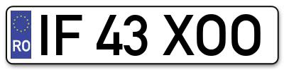 Placuta inmatriculare numar auto  IF-43-XOO, IF 43 XOO, IF43XOO