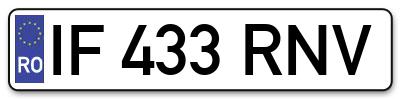 Placuta inmatriculare numar auto  IF-433-RNV, IF 433 RNV, IF433RNV