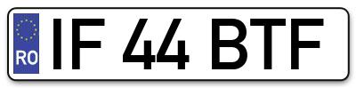 Placuta inmatriculare numar auto  IF-44-BTF, IF 44 BTF, IF44BTF