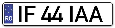 Placuta inmatriculare numar auto  IF-44-IAA, IF 44 IAA, IF44IAA