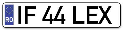 Placuta inmatriculare numar auto  IF-44-LEX, IF 44 LEX, IF44LEX