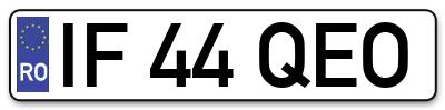 Placuta inmatriculare numar auto  IF-44-QEO, IF 44 QEO, IF44QEO