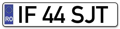Placuta inmatriculare numar auto  IF-44-SJT, IF 44 SJT, IF44SJT