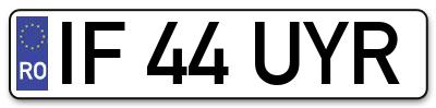 Placuta inmatriculare numar auto  IF-44-UYR, IF 44 UYR, IF44UYR