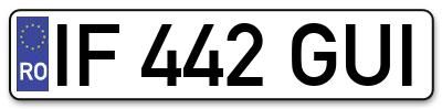 Placuta inmatriculare numar auto  IF-442-GUI, IF 442 GUI, IF442GUI