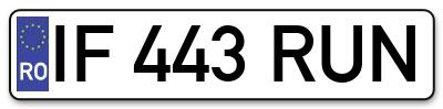 Placuta inmatriculare numar auto  IF-443-RUN, IF 443 RUN, IF443RUN