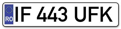 Placuta inmatriculare numar auto  IF-443-UFK, IF 443 UFK, IF443UFK