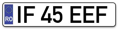 Placuta inmatriculare numar auto  IF-45-EEF, IF 45 EEF, IF45EEF