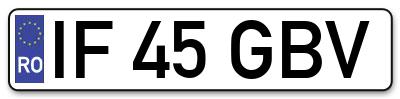 Placuta inmatriculare numar auto  IF-45-GBV, IF 45 GBV, IF45GBV