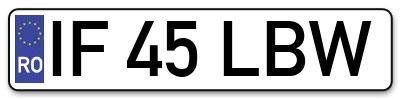 Placuta inmatriculare numar auto  IF-45-LBW, IF 45 LBW, IF45LBW