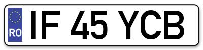 Placuta inmatriculare numar auto  IF-45-YCB, IF 45 YCB, IF45YCB
