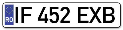 Placuta inmatriculare numar auto  IF-452-EXB, IF 452 EXB, IF452EXB