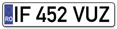Placuta inmatriculare numar auto  IF-452-VUZ, IF 452 VUZ, IF452VUZ
