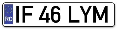 Placuta inmatriculare numar auto  IF-46-LYM, IF 46 LYM, IF46LYM