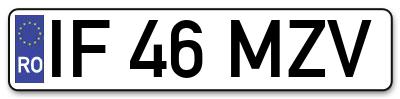 Placuta inmatriculare numar auto  IF-46-MZV, IF 46 MZV, IF46MZV