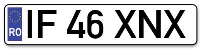 Placuta inmatriculare numar auto  IF-46-XNX, IF 46 XNX, IF46XNX