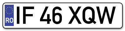 Placuta inmatriculare numar auto  IF-46-XQW, IF 46 XQW, IF46XQW