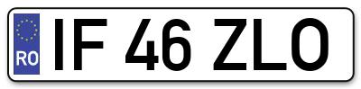 Placuta inmatriculare numar auto  IF-46-ZLO, IF 46 ZLO, IF46ZLO