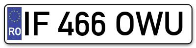 Placuta inmatriculare numar auto  IF-466-OWU, IF 466 OWU, IF466OWU