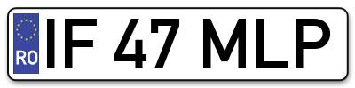 Placuta inmatriculare numar auto  IF-47-MLP, IF 47 MLP, IF47MLP