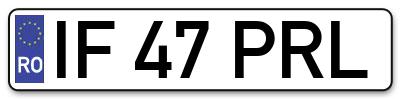 Placuta inmatriculare numar auto  IF-47-PRL, IF 47 PRL, IF47PRL