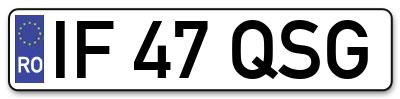 Placuta inmatriculare numar auto  IF-47-QSG, IF 47 QSG, IF47QSG