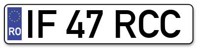 Placuta inmatriculare numar auto  IF-47-RCC, IF 47 RCC, IF47RCC