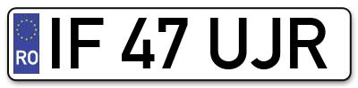Placuta inmatriculare numar auto  IF-47-UJR, IF 47 UJR, IF47UJR