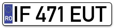 Placuta inmatriculare numar auto  IF-471-EUT, IF 471 EUT, IF471EUT
