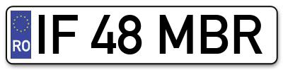 Placuta inmatriculare numar auto  IF-48-MBR, IF 48 MBR, IF48MBR