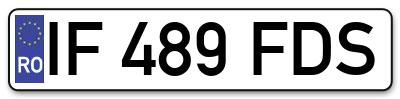 Placuta inmatriculare numar auto  IF-489-FDS, IF 489 FDS, IF489FDS