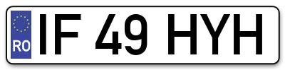 Placuta inmatriculare numar auto  IF-49-HYH, IF 49 HYH, IF49HYH