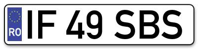 Placuta inmatriculare numar auto  IF-49-SBS, IF 49 SBS, IF49SBS