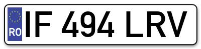 Placuta inmatriculare numar auto  IF-494-LRV, IF 494 LRV, IF494LRV