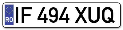 Placuta inmatriculare numar auto  IF-494-XUQ, IF 494 XUQ, IF494XUQ