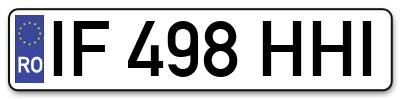 Placuta inmatriculare numar auto  IF-498-HHI, IF 498 HHI, IF498HHI