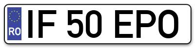 Placuta inmatriculare numar auto  IF-50-EPO, IF 50 EPO, IF50EPO