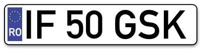 Placuta inmatriculare numar auto  IF-50-GSK, IF 50 GSK, IF50GSK
