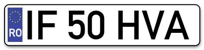 Placuta inmatriculare numar auto  IF-50-HVA, IF 50 HVA, IF50HVA