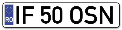 Placuta inmatriculare numar auto  IF-50-OSN, IF 50 OSN, IF50OSN