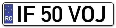 Placuta inmatriculare numar auto  IF-50-VOJ, IF 50 VOJ, IF50VOJ