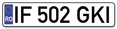 Placuta inmatriculare numar auto  IF-502-GKI, IF 502 GKI, IF502GKI