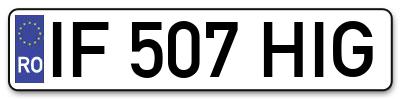 Placuta inmatriculare numar auto  IF-507-HIG, IF 507 HIG, IF507HIG