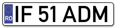 Placuta inmatriculare numar auto  IF-51-ADM, IF 51 ADM, IF51ADM