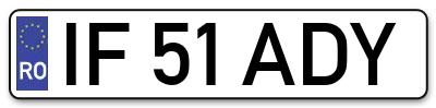 Placuta inmatriculare numar auto  IF-51-ADY, IF 51 ADY, IF51ADY